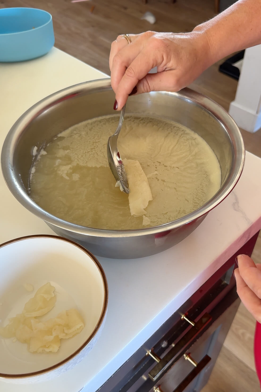 Making nourishing chicken stock.